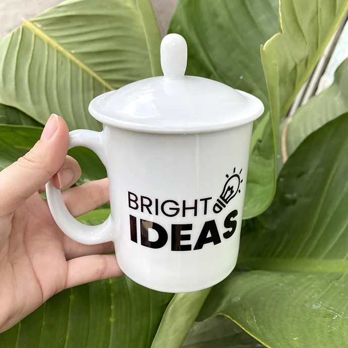 Ly Sứ Có Nắp In Logo Theo Yêu Cầu Doanh Nghiệp – Quà Tặng “Bright Ideas”