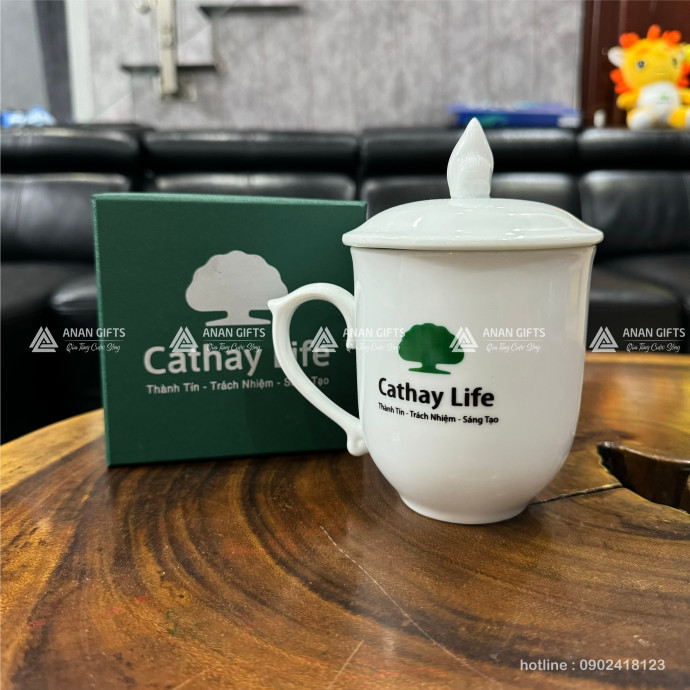 Ly Sứ Bát Tràng In Logo Cathay - Quà Tặng Cao Cấp, Sang Trọng