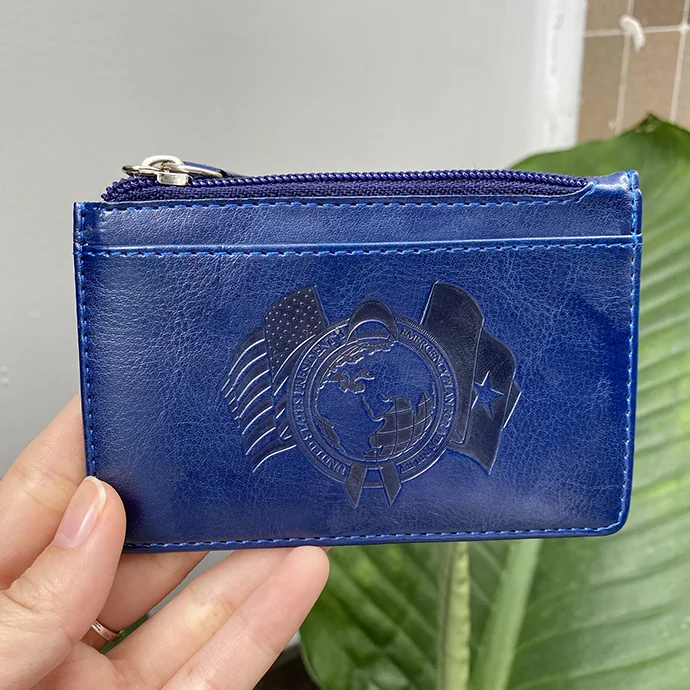 Móc Khóa Ví Da PU In Logo Theo Yêu Cầu – Ví Da Mini Gắn Chìa Khóa