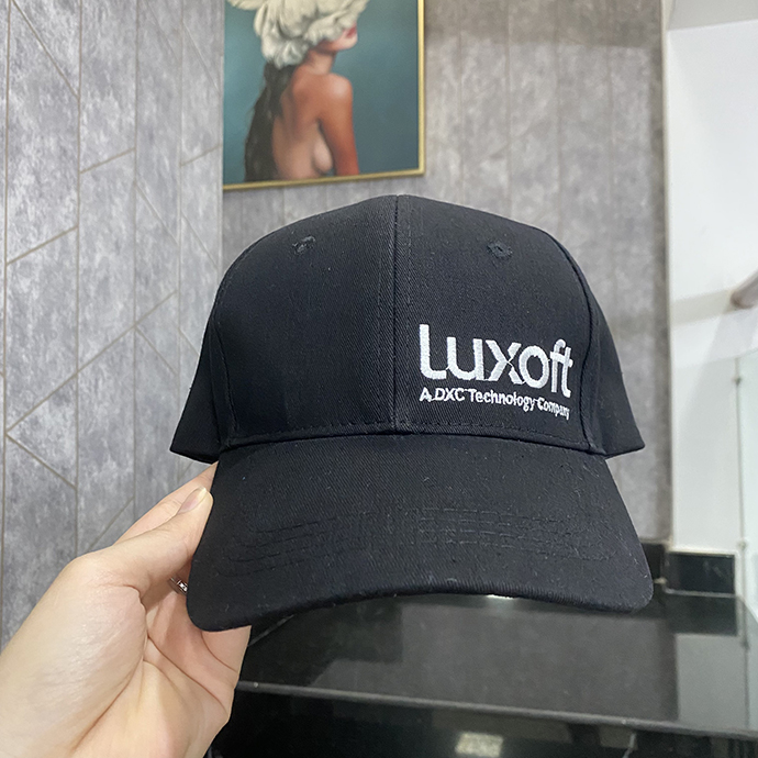 NÓN KẾT MÀU ĐEN THÊU LOGO LUXOFT - NÓN LƯỠI TRAI MÀU ĐEN