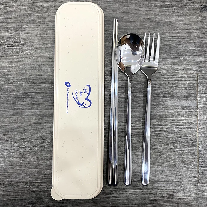 Bộ Muỗng Đũa In Logo Theo Yêu Cầu – Hộp Lúa Mạch Inox 304 Cao Cấp
