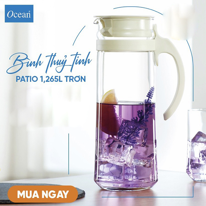 SS 02 - BÌNH NƯỚC THUỶ TINH OCEAN PATIO PITCHER 1265ML- IN LOGO THEO YÊU CẦU