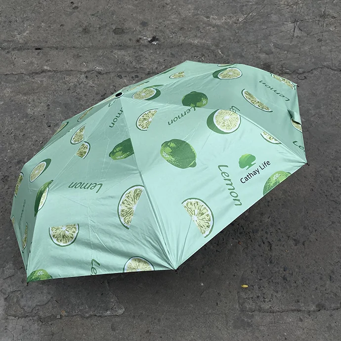Ô Dù Gấp Gọn Họa Tiết Chanh Xanh – Dù Quà Tặng Quảng Cáo Trẻ Trung