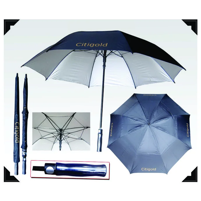 Ô Dù Cán Thẳng Màu Đen Xám Cao Cấp – Quà Tặng Doanh Nghiệp Sang Trọng