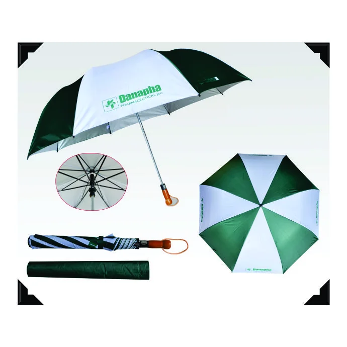 Ô Dù Cán Thẳng 2 Màu Xanh Trắng – Quà Tặng Quảng Cáo Doanh Nghiệp