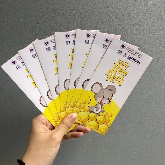 Bao Lì Xì Tết Họa Tiết Chuột Dễ Thương – Mẫu Lì Xì Tông Vàng Trắng