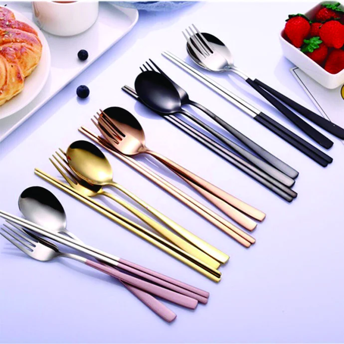 Bộ Muỗng Nĩa Đũa Inox 304 Cao Cấp Nhiều Màu – Sang Trọng & Chống Gỉ