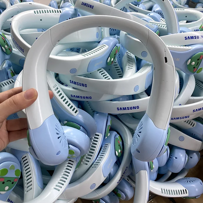 Quạt Đeo Cổ USB Tích Điện Không Cánh In Logo Theo Yêu Cầu Doanh Nghiệp – 3 Chế Độ Gió