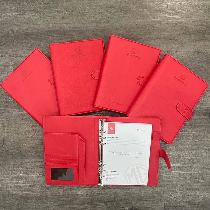 Sổ Bìa Da Còng 6 Lỗ A5 – Sổ Tay Cao Cấp Dập/Thêu Logo Theo Yêu Cầu