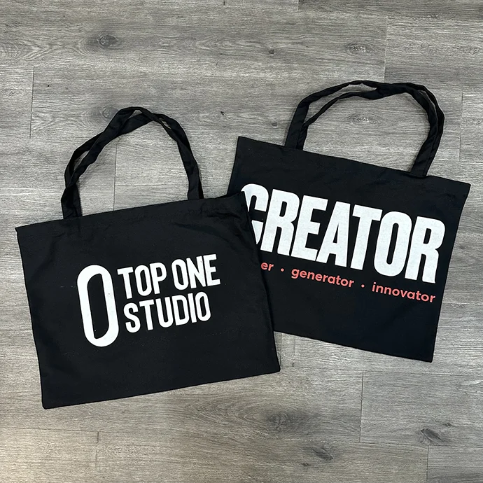 Túi Canvas In Logo Hai Mặt - Túi Canvas Đen In Chuyển Nhiệt Theo Yêu Cầu