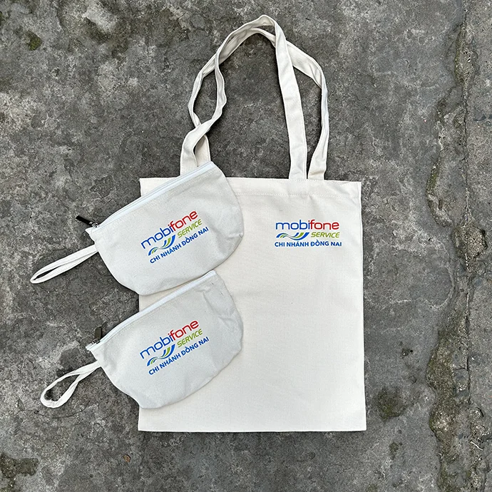 Túi Canvas - Túi Đựng Đồ Cá Nhân In Logo Mobifone In & Thêu Logo Theo Yêu Cầu