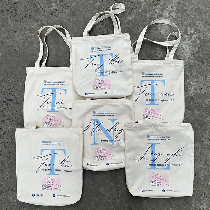 Túi Tote Trắng - Túi Canvas Trắng In Logo Đại Học Y Dược
