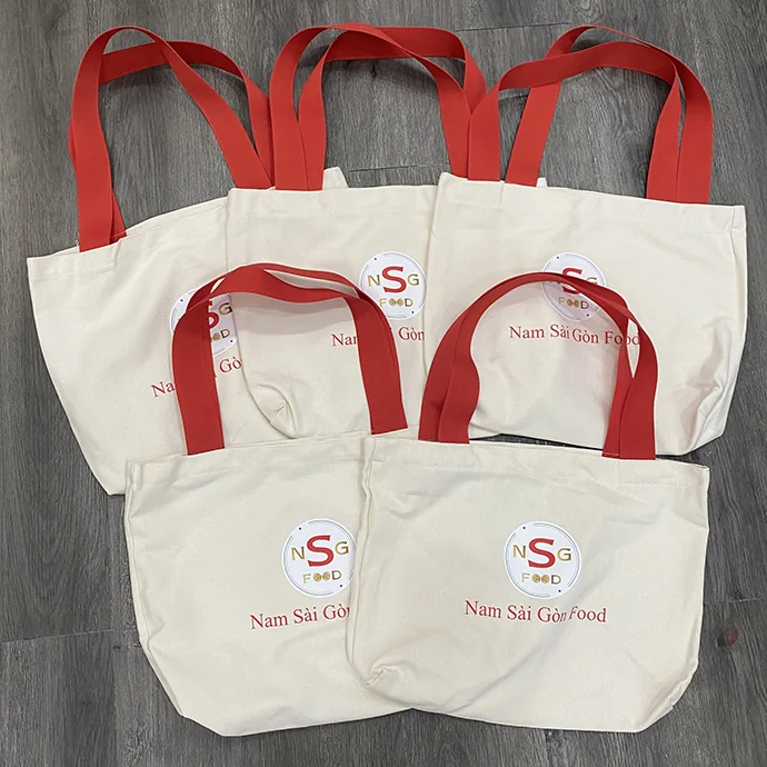 Túi Canvas Dây Đai Đỏ In Logo Nam Sài Gòn Food - Sản Xuất Theo Yêu Cầu