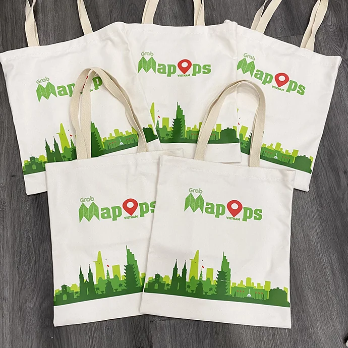 Túi Canvas In Chuyển Nhiệt Logo Grab - Sản Xuất Theo Yêu Cầu