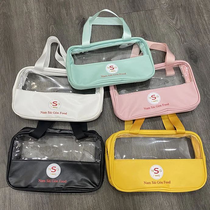 Túi Đựng Mỹ Phẩm Trong Suốt Phối Màu In Logo
