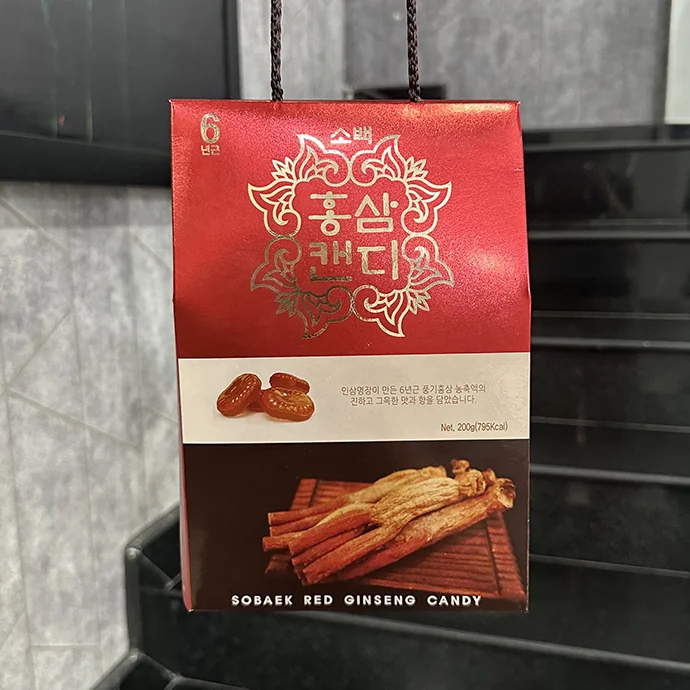 Kẹo hồng sâm Hàn Quốc Soback Red Ginseng Candy 200g in logo