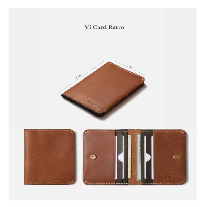 Ví Card Da Retro Cao Cấp – Thiết Kế Cổ Điển, In Logo Theo Yêu Cầu