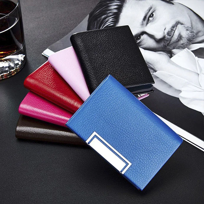 Hộp Đựng Danh Thiếp Da PU Phối Viền Kim Loại – Sang Trọng, Hiện Đại, In Logo Doanh Nghiệp