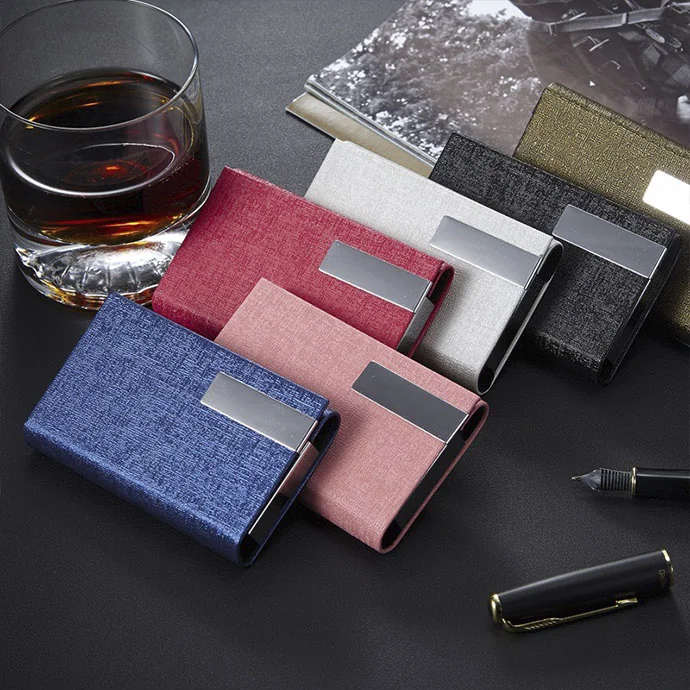 Hộp Đựng Danh Thiếp Vải Bố Phối Kim Loại Cao Cấp – Hiện Đại, Thanh Lịch, In Logo Doanh Nghiệp