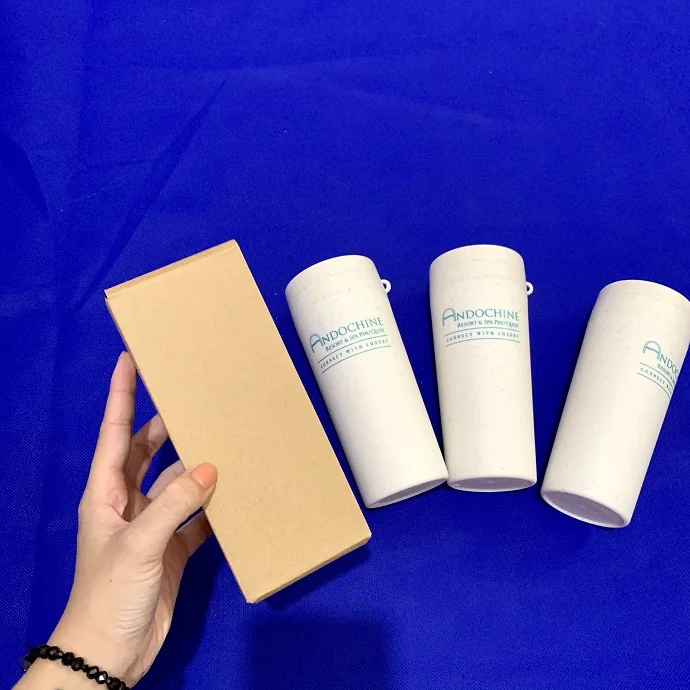 Bình Nước Lúa Mạch Kèm Hộp Giấy In Logo Theo Yêu Cầu – Quà Tặng Doanh Nghiệp Xanh