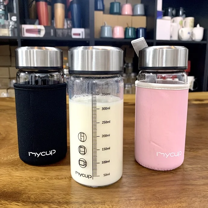 Bình Nước Thủy Tinh 350ml Kèm Túi Giữ Nhiệt In Logo Theo Yêu Cầu – Quà Tặng Doanh Nghiệp