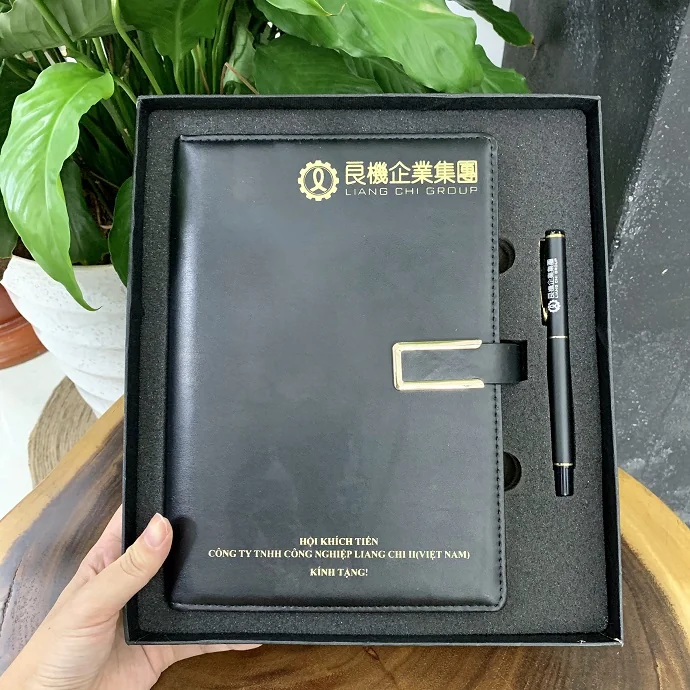 Bộ Quà Tặng Sổ Da Cao Cấp Kèm Bút Ký In Logo Doanh Nghiệp