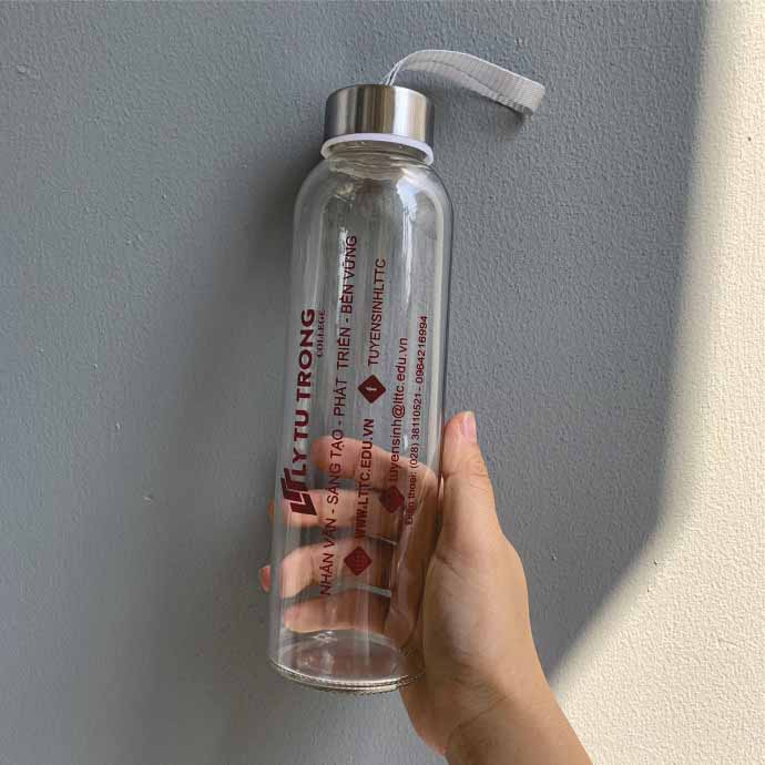 Bình thủy tinh nắp inox – in logo theo yêu cầu