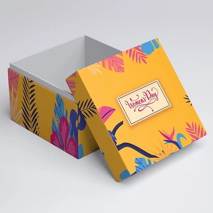 Hộp quà cao cấp họa tiết hoa nổi 3D – nắp rời, in logo theo yêu cầu