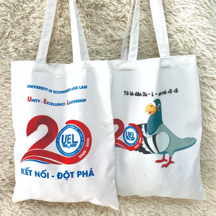 Túi tote vải canvas trắng in hình theo yêu cầu