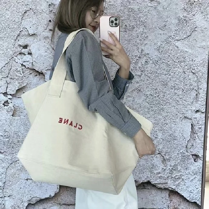 Túi vải canvas đeo vai cỡ lớn, phong cách thời trang, bền đẹp