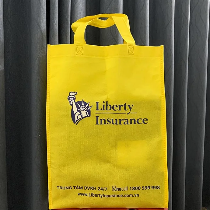 Túi vải không dệt màu vàng in logo theo yêu cầu
