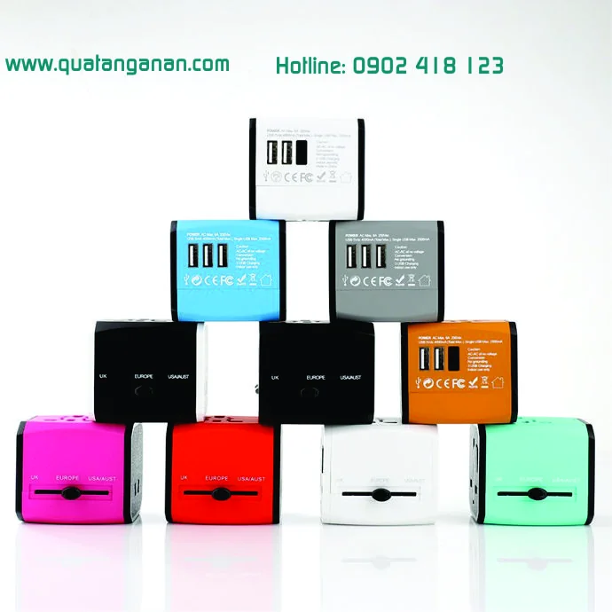 Cục Sạc Du Lịch Quốc Tế Đa Năng 3 Cổng USB – Quà Tặng Doanh Nghiệp Cao Cấp