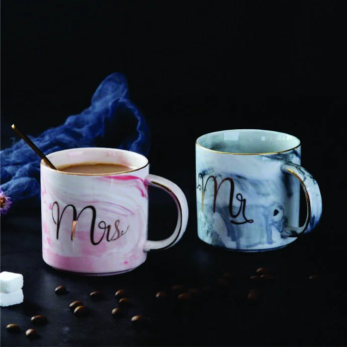 Bộ Ly Sứ Marble Cặp Đôi Mr & Mrs – Quà Tặng Tình Nhân Cao Cấp