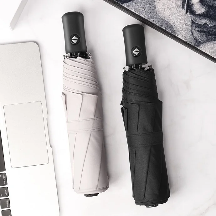 Ô Dù Gấp Ngắn Tự Động Cao Cấp Màu Đen Xám – Quà Tặng Doanh Nghiệp