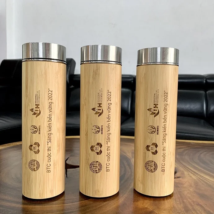 Bình Giữ Nhiệt Ống Tre In Logo Theo Yêu Cầu – Lõi Inox 304