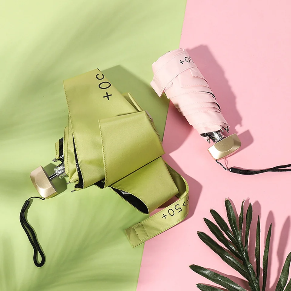 Ô Dù Gấp Gọn UPF50+ Màu Xanh – Hồng Pastel Chống Nắng Cao Cấp