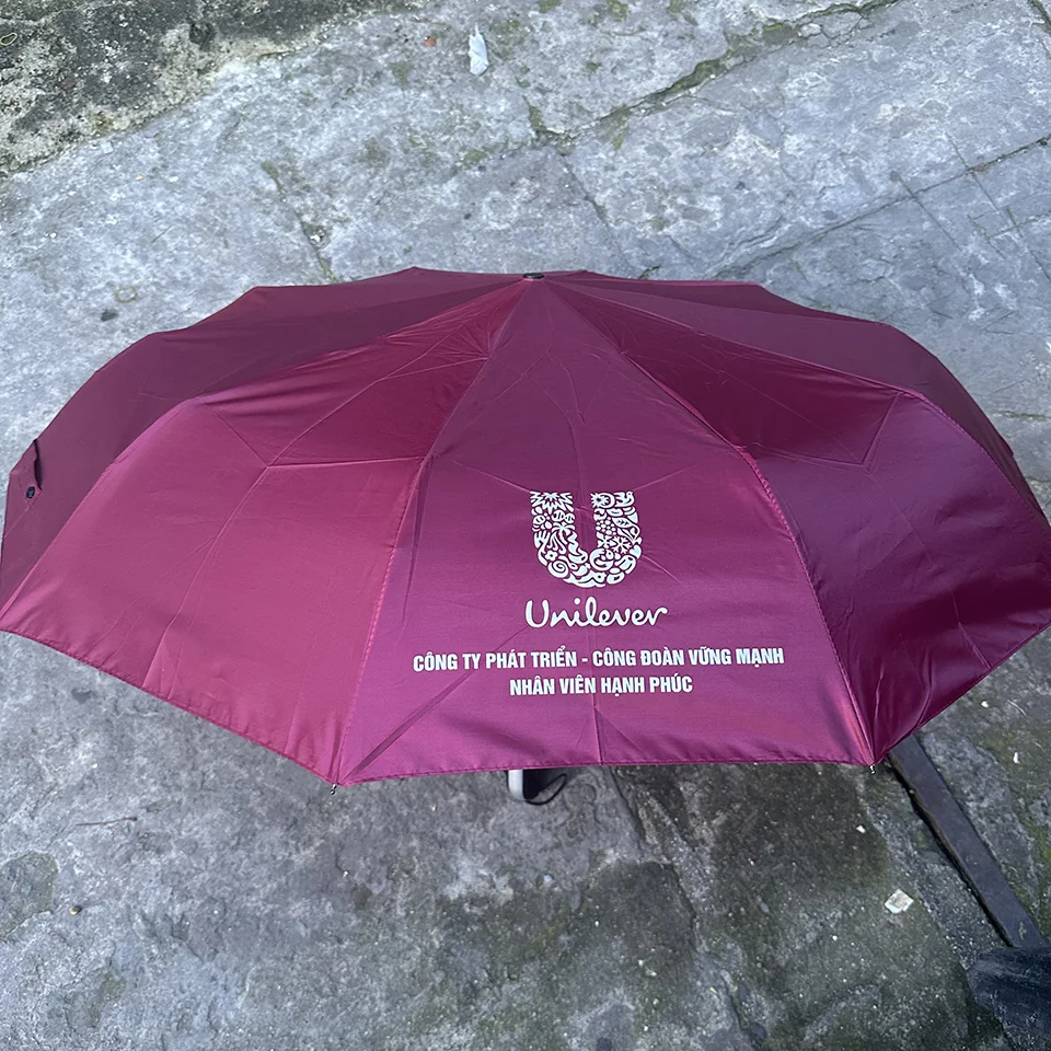 Ô Dù Gấp Unilever Đỏ Đô – Quà Tặng Doanh Nghiệp Cao Cấp