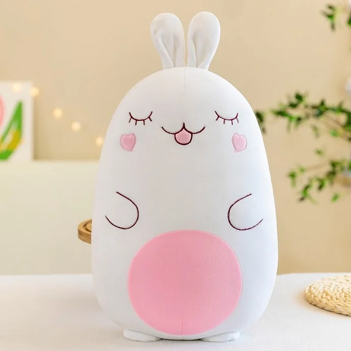 Gối ôm thỏ bông thêu logo theo yêu cầu – nhận thiết kế & in/thêu theo mẫu doanh nghiệp