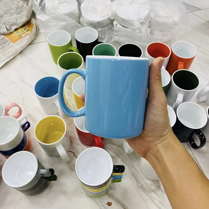 Ly Sứ Bát Tràng 400ml Dáng Trụ – In Logo Theo Yêu Cầu, Quà Tặng Doanh Nghiệp