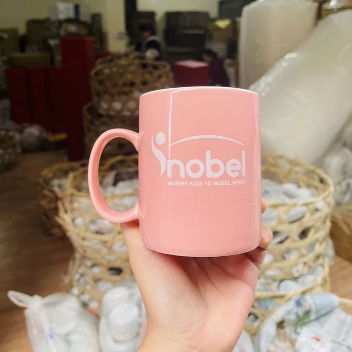 Ly Sứ Men Màu In Logo Theo Yêu Cầu – Ly Sứ Bát Tràng Dáng Trụ Cao Cấp