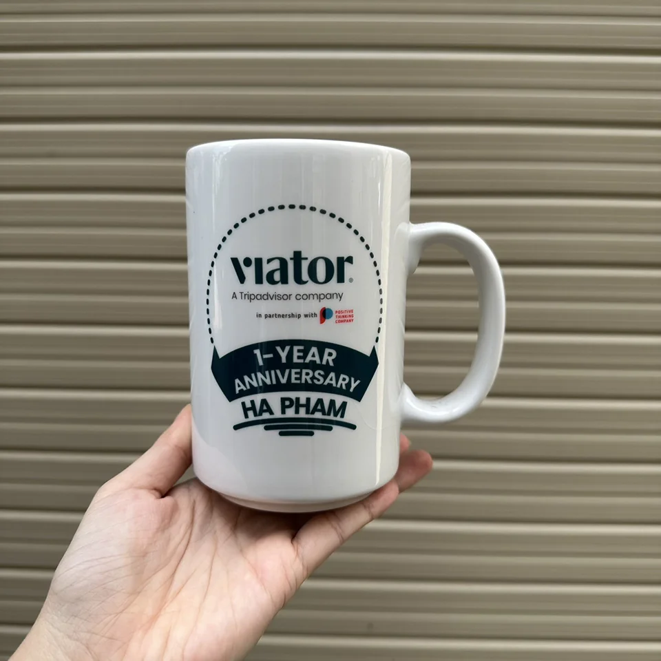 Ly Sứ Trụ Trắng In Logo Minh Long 500ml – Ly Sứ Quà Tặng Doanh Nghiệp