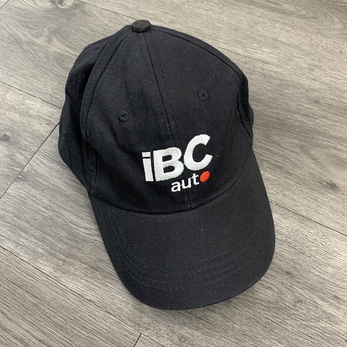 MŨ LƯỠI TRAI MÀU ĐEN THÊU LOGO IBC THEO YÊU CẦU