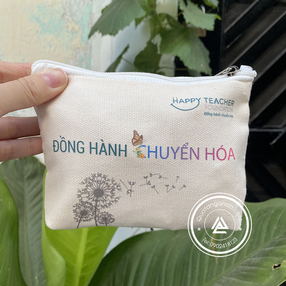 TÚI ĐỰNG MỸ PHẨM VẢI CANVAS IN LOGO THEO YÊU CẦU