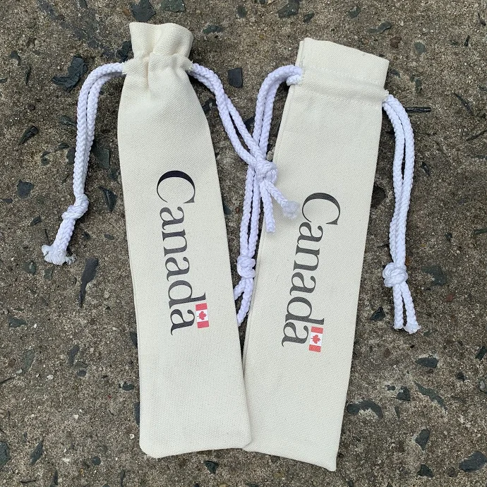 Túi Vải Canvas Đựng Ống Hút Logo Canada - Túi Dây Rút Tiện Lợi