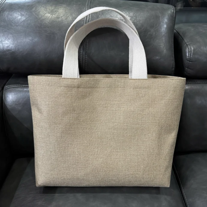 Túi Tote Vải Bố Màu Be Quai Trắng In Logo Theo Yêu Cầu