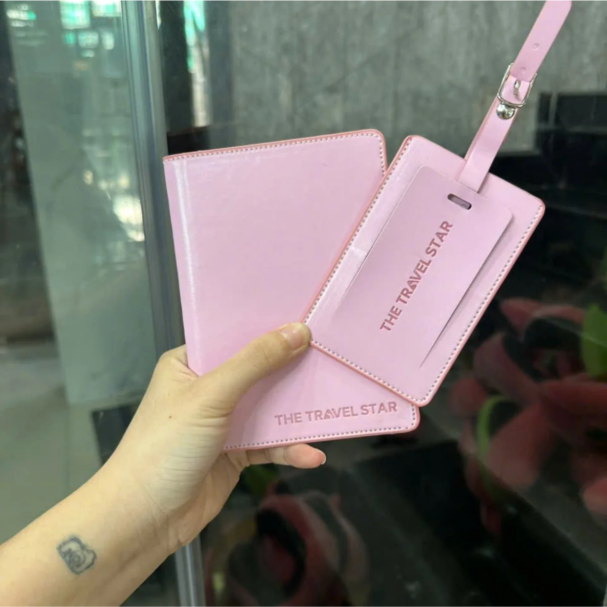 Bộ ví passport và thẻ hành lý da PU in logo theo yêu cầu