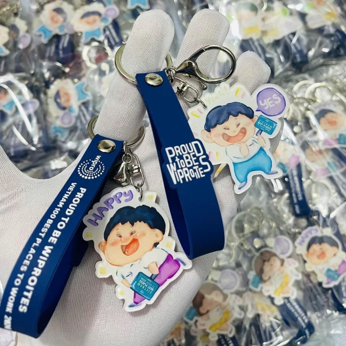 Móc Khóa Nhựa Dẻo Kèm Dây Silicon In Logo Theo Yêu Cầu