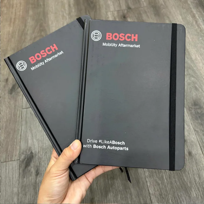 Sổ Tay In Logo Bìa Cứng Bosch – Sang Trọng, Chuyên Nghiệp, Tặng Đối Tác