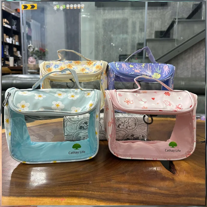 Túi Đựng Mỹ Phẩm Trong Suốt In Logo Cathay Life – Nhiều Màu Dễ Thương, Tiện Dụng Khi Du Lịch