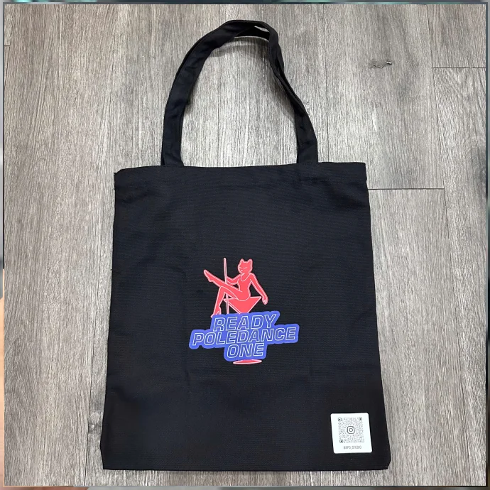 Túi Vải Tote Đen In Logo READY POLEDANCE ONE – Cá Tính, Nổi Bật Cho Sự Kiện